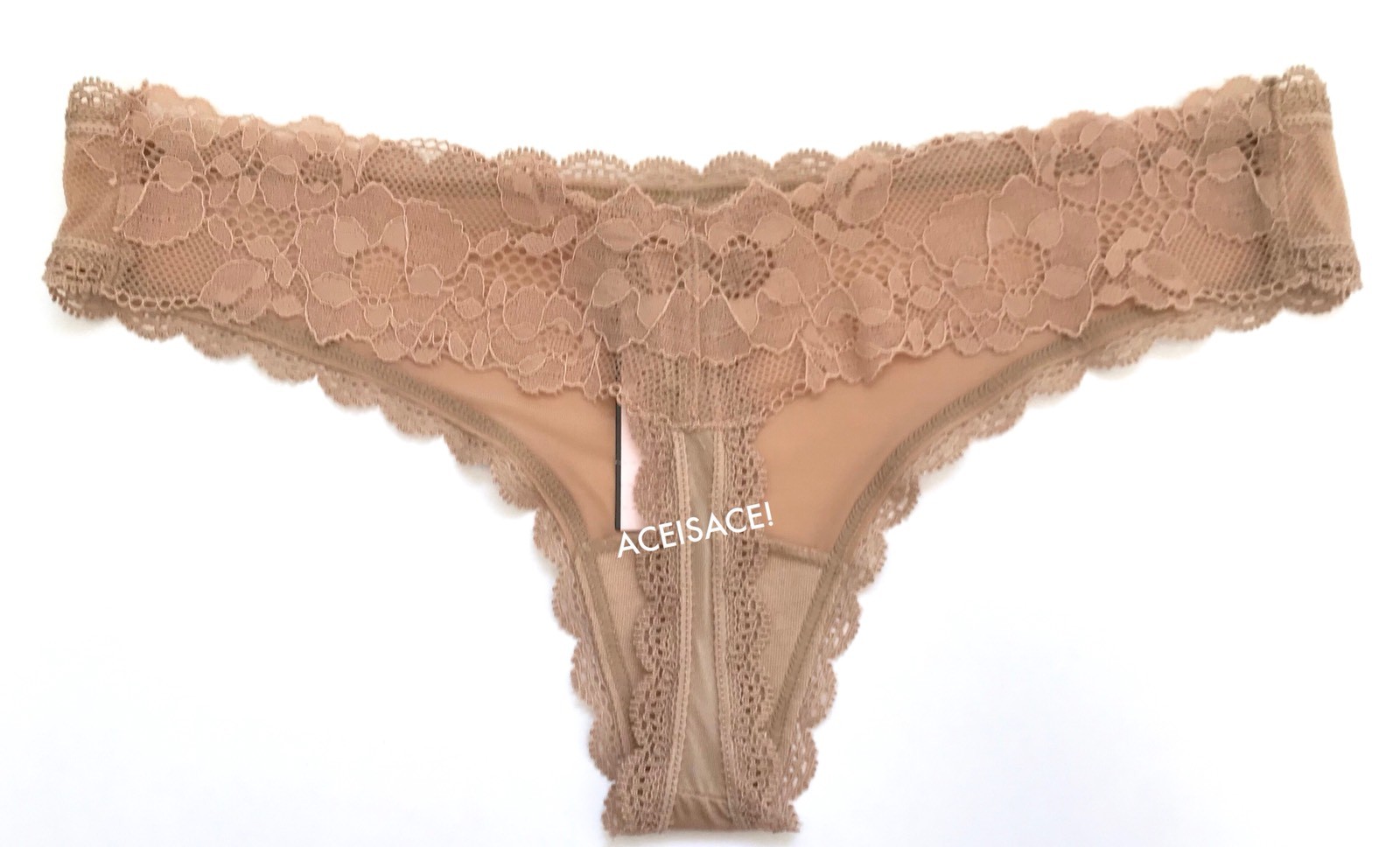 NWT* Victoria’s Secret SEXY SOLID*FLORAL SIDES THONG PANTY –CREME–XS/XP