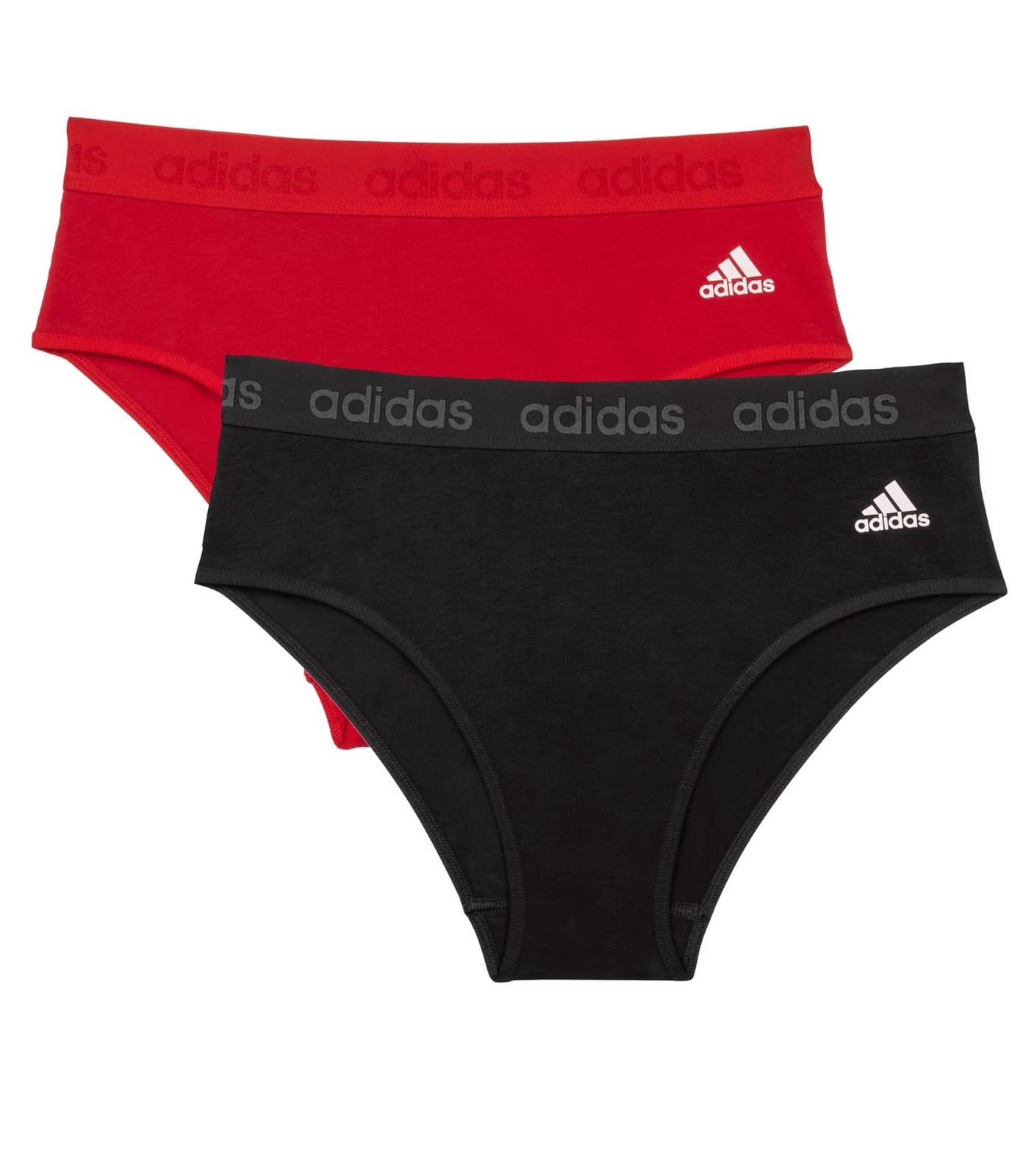 adidas Womens’ Smart Cotton Bikini Underwear 2-Pack – Black/Vivid Red