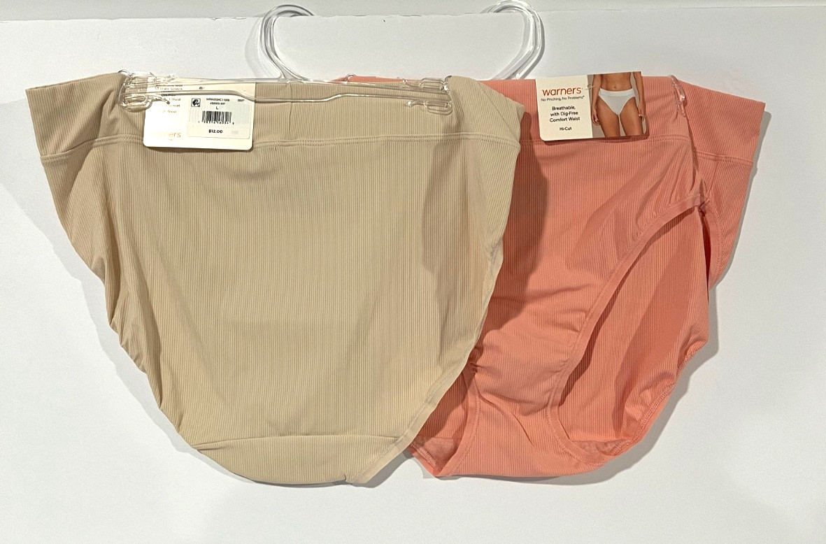 Warners Hi cut panties~2 pair high waist breathable size 7/L