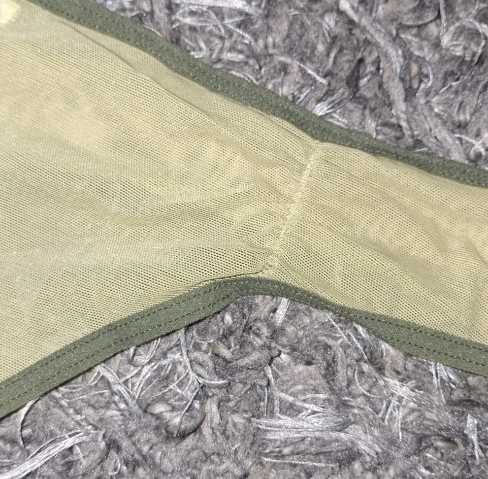 NeW Vs Pink Older Style Ruched Sided mesh thong Panty XL Green 2 Tone