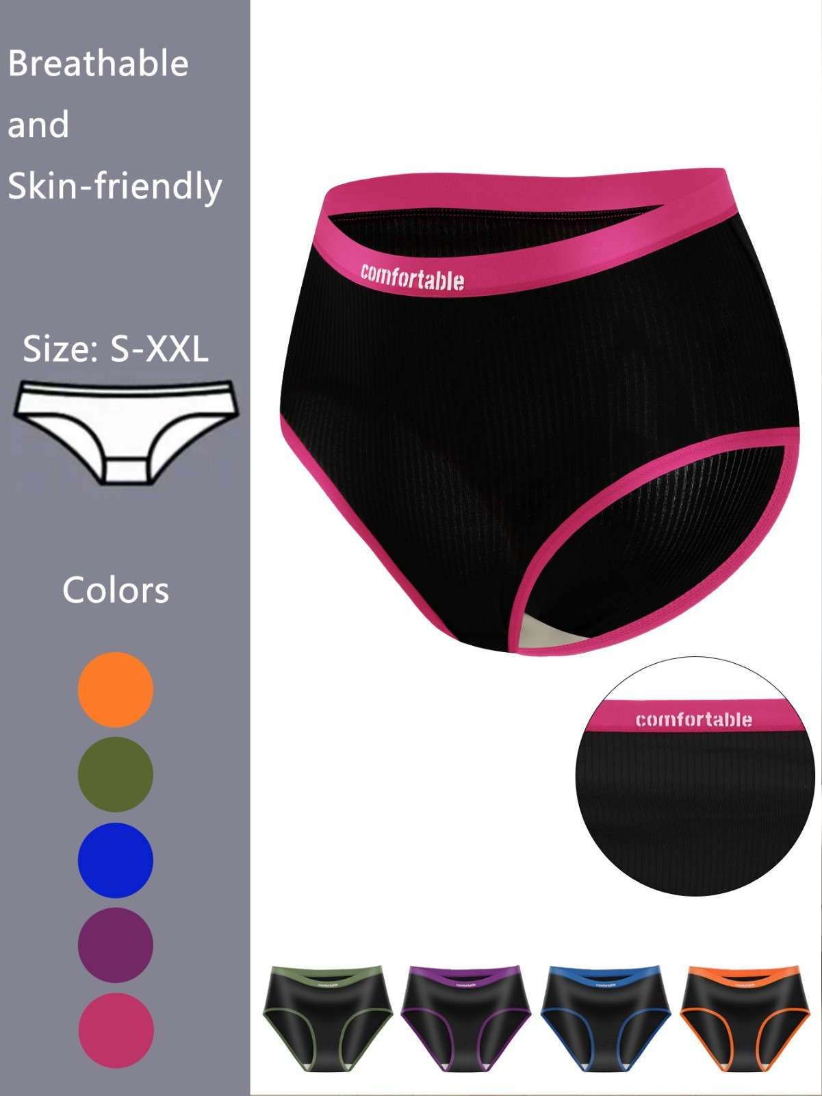 4 Pack Milk Silk Colorblock Mid Rise Panties – Breathable Cotton Gusset Bikini