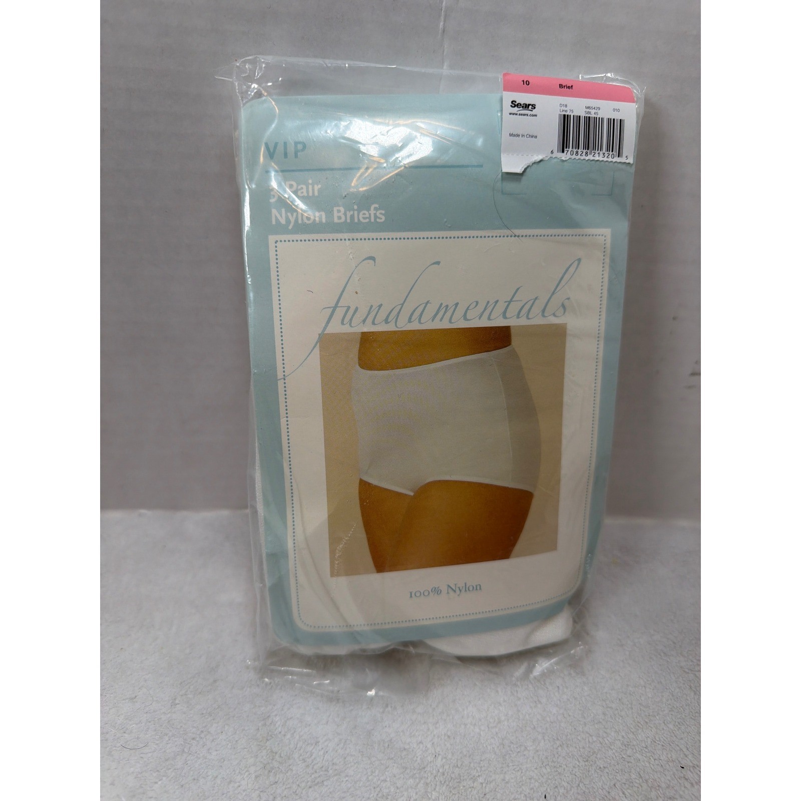 NOS VTG Sears Fundamentals Briefs Women Size 10 White 3 Pair Pack VIP Nylon