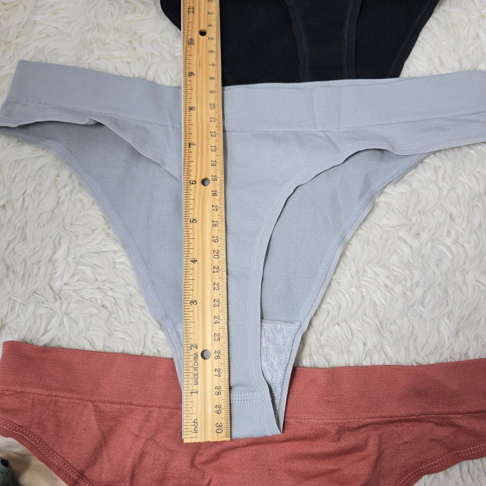Seamless Thong Underwear 5 Pack Women Medium Multicolor Ribbed Waist
