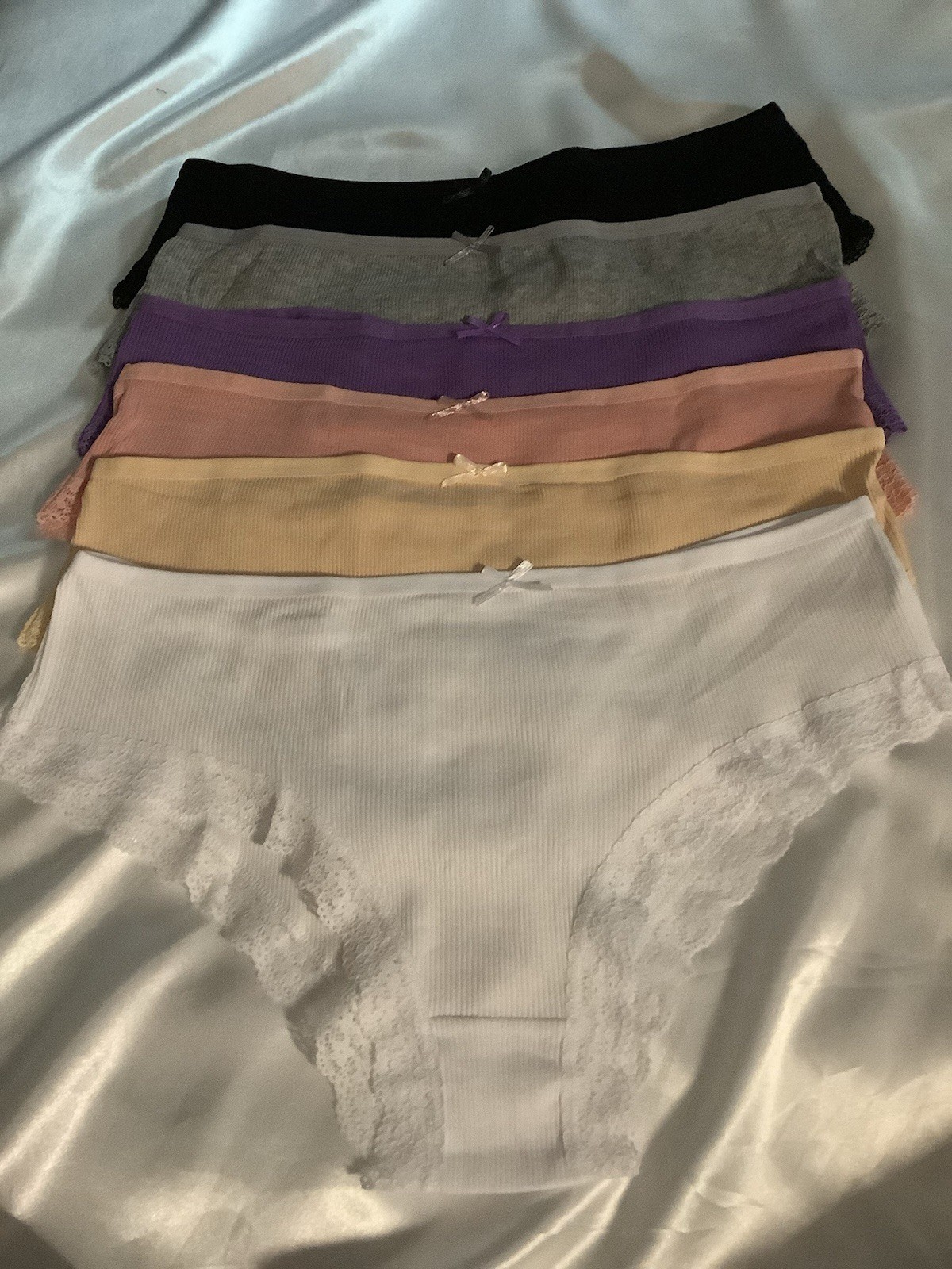 Women’s Teens Comfort Briefs Hollow Back Black Gray Purple Yellow Pink 6pk L