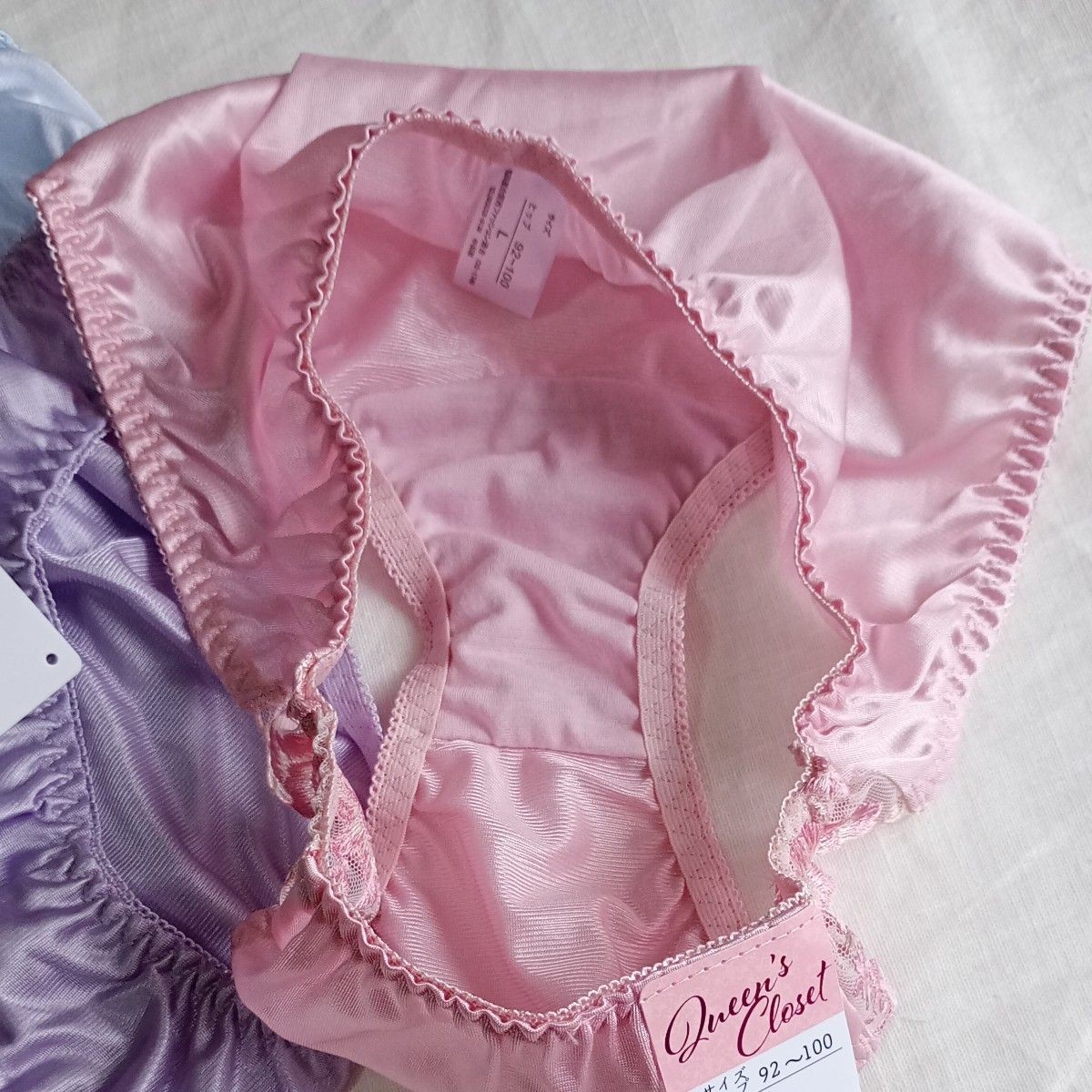 Shiny Tricot Panties US size M 5-pack set Floral Lace Pastel Colors JP size L