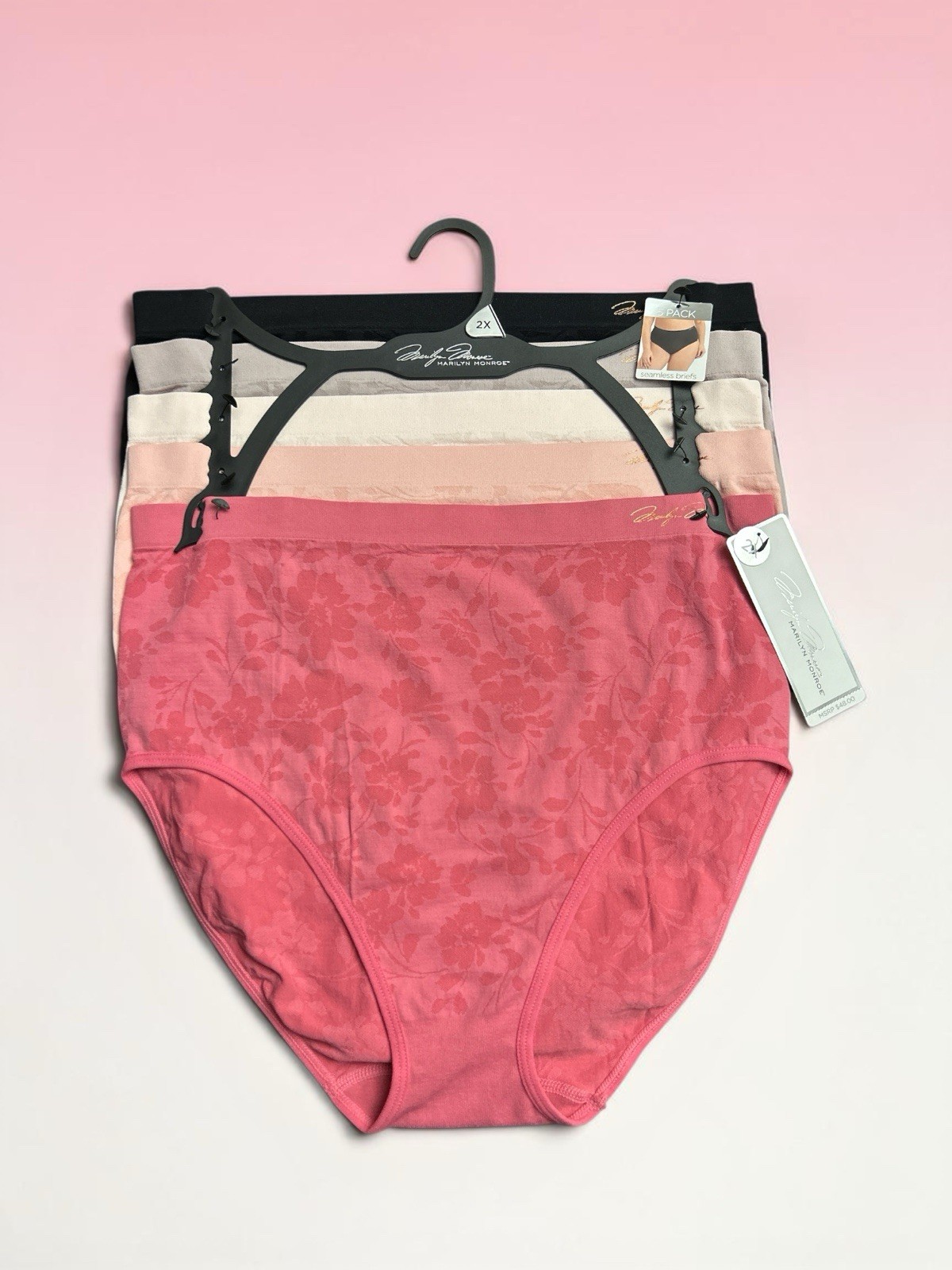 MARILYN MONROE~ 5 Pack SOFT SEAMLESS BRIEFS ~MM5162~ALL PLUS SIZES~GREAT FIT!