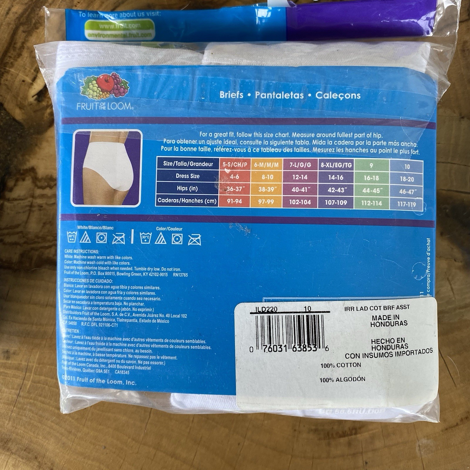 Women’s Fruit of the Loom brief, 3pk, Bloopers, 100% Cotton, 3 Count, 10, 3xl