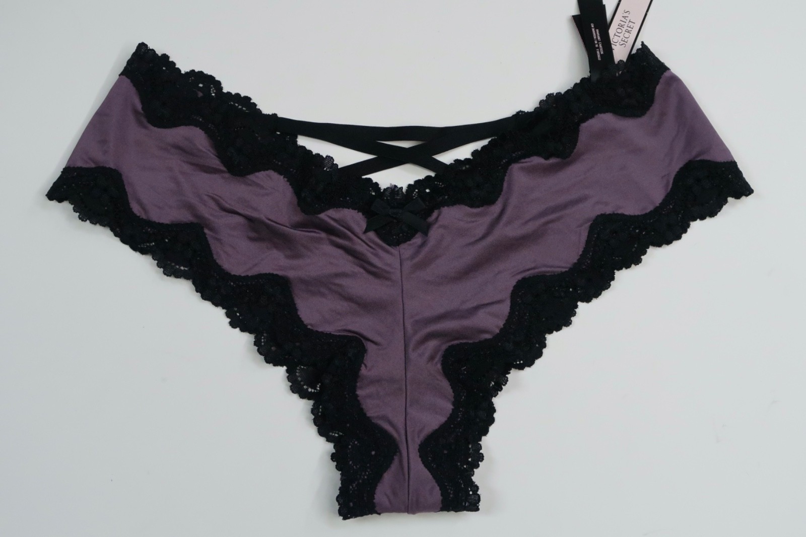 Victoria’s Secret Silky Smooth Lace Strappy Back Purple Mauve Cheeky Panty New