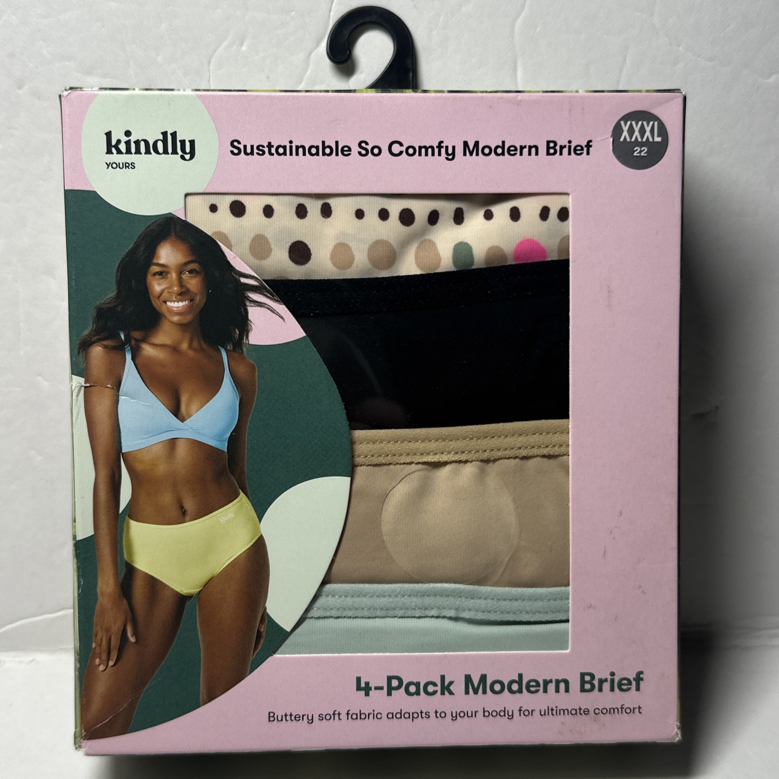 Kindly Yours So Comfy Brief Underwear 4-Pack 3XL (22)Dot Stripe,Surf,Nude,Black