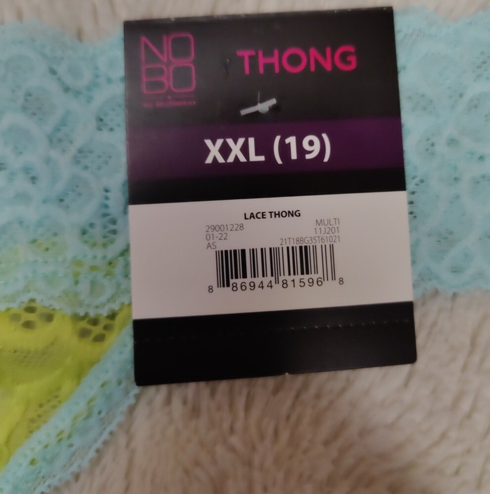 • NWT No Boundaries All Over Lace Thong Panties Size XXL (19) Blue & Green