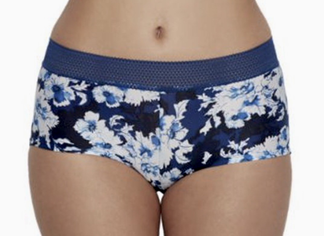 MAIDENFORM One Fab Fit Micro Floral Navy Blue Boyshort Panty Womens S M L XL 2XL