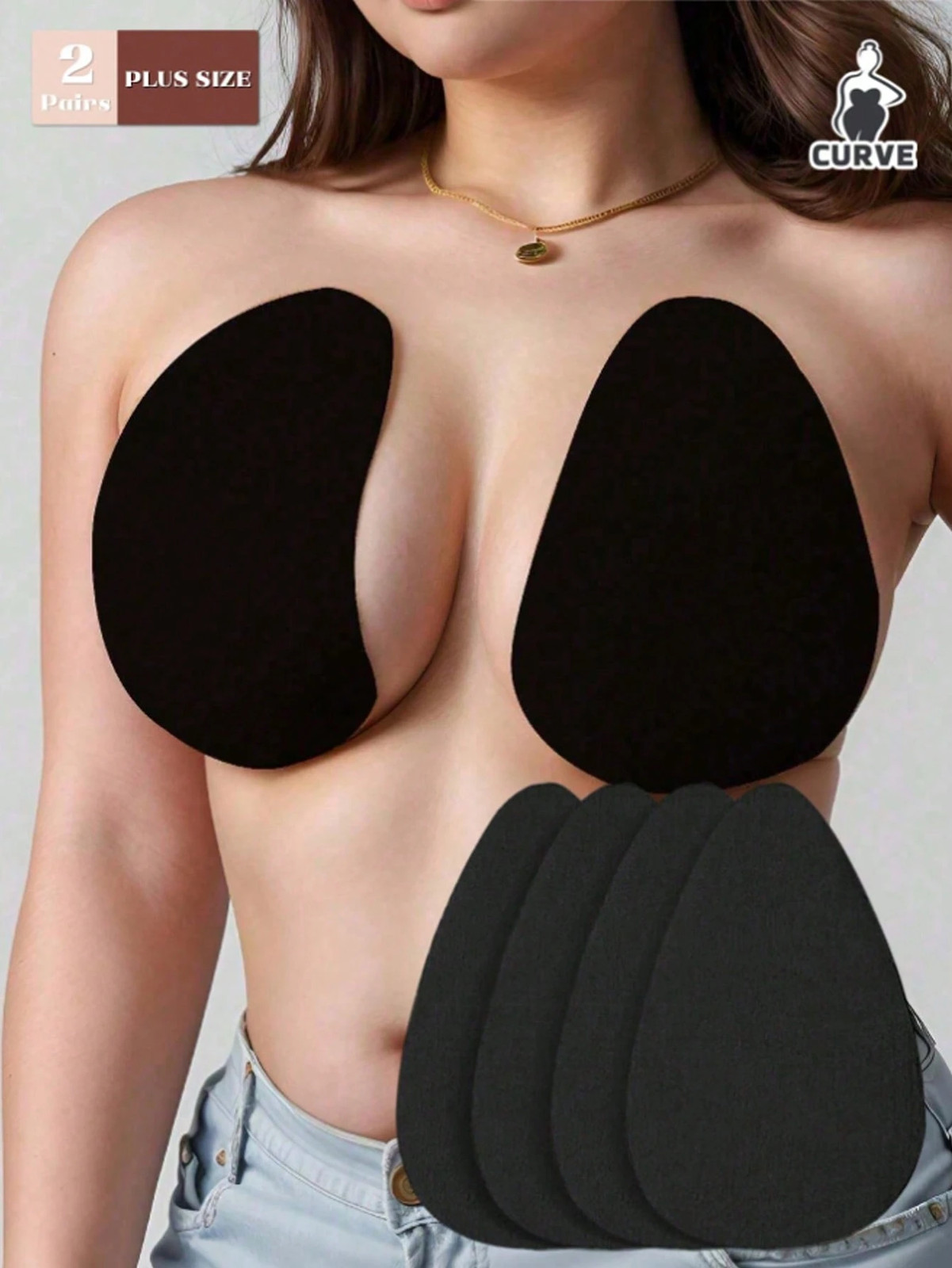 2 Pack/4 Pack Invisible Push Up Bra in Plus Sizes with Silicone Cheap24