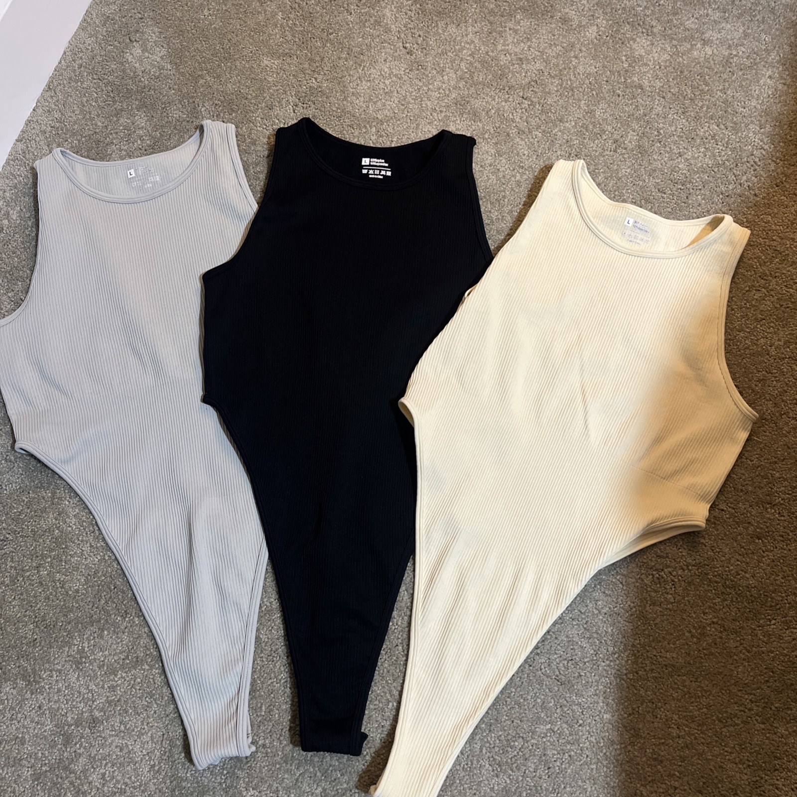 3 Pack Body Suit Sleeveless Thong Ultra High Cut Size L