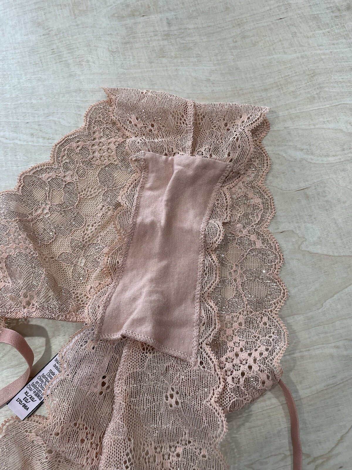 Victoria’s Secret Dream Angels high leg Metallic Lace Brazilian Slip Panty Sz XL
