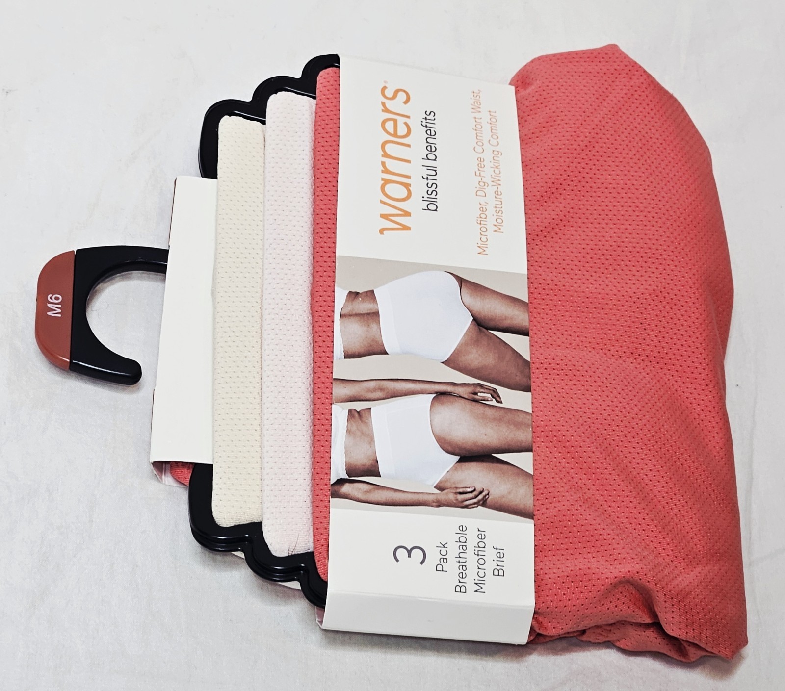 Warners Blissful Benefits Hi-Cut Microfiber Brief Pink 3 Pack Choose XL or 3XL