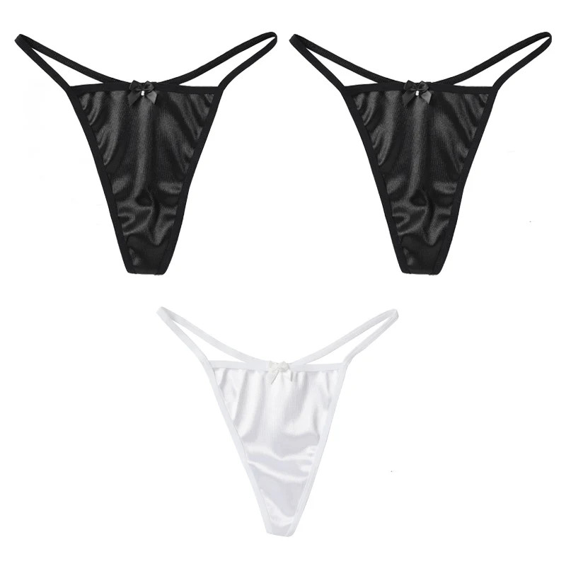 Seamless Thong Low Rise Bow Cotton Women’s G String Panties Underwear 3 Pcs