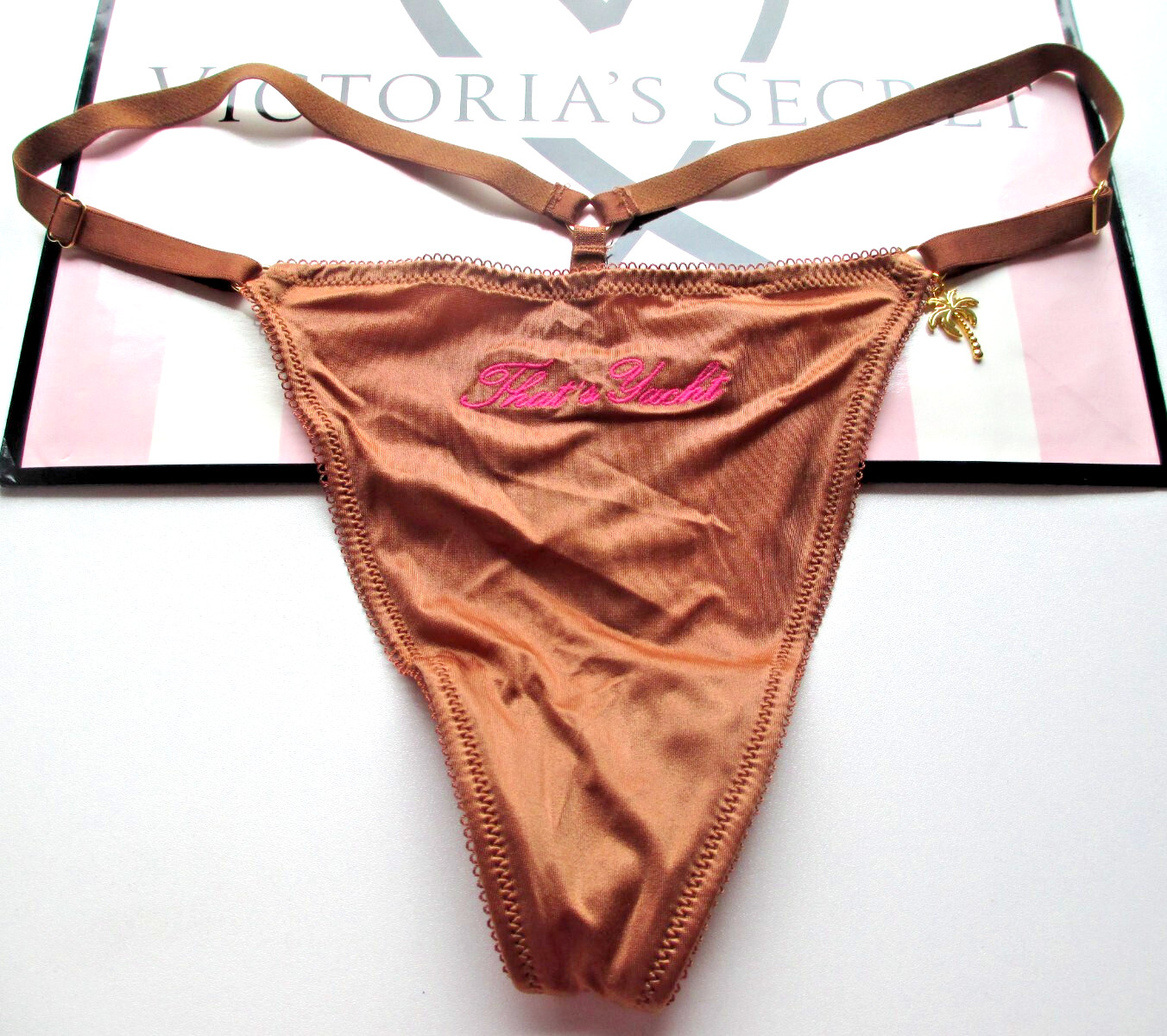 VICTORIA’S SECRET VERY SEXY V-String Thong Panty VS Palm Hardware Brown S M L XL