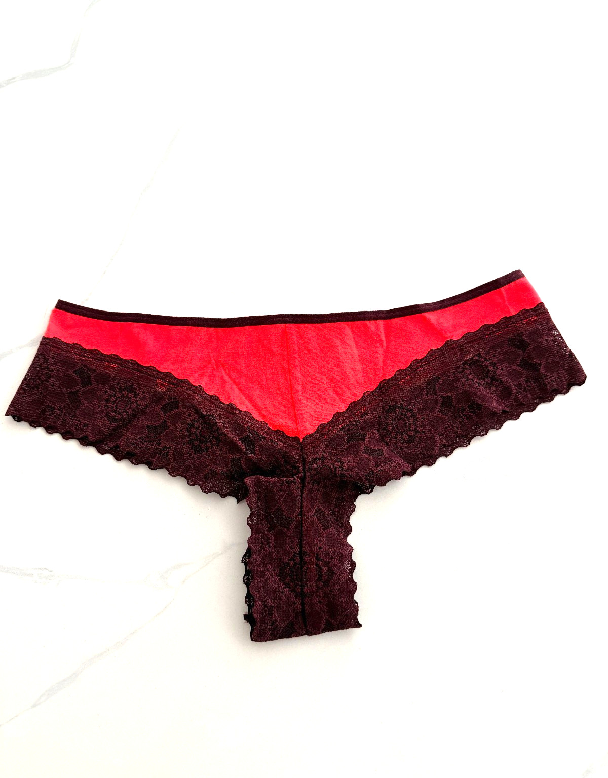 Victoria’s Secret PINK Cotton Lace Cheekster Panty Coral/Ruby