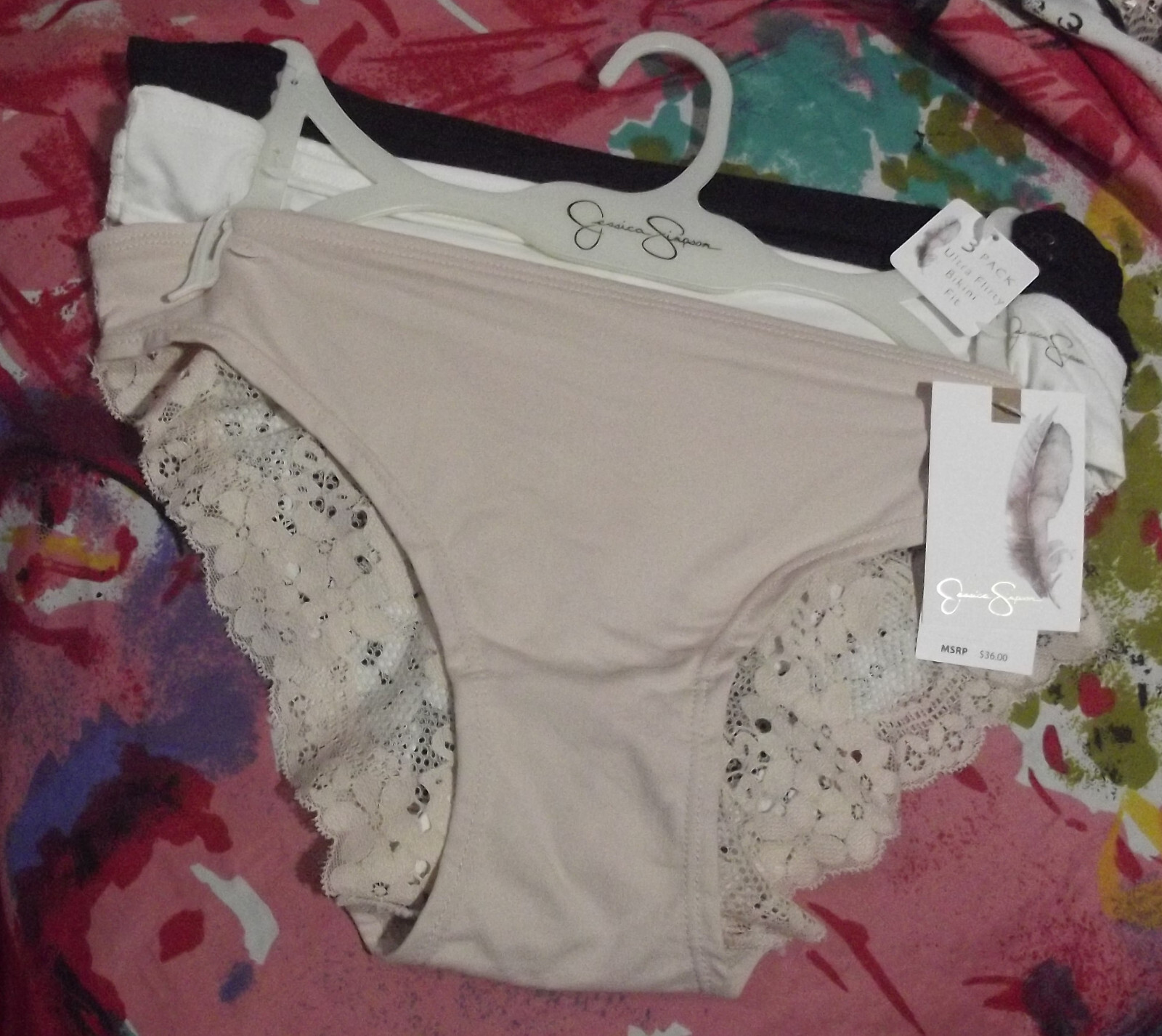 3 NEW JESSICA SIMPSON JS16986 BG ULTRA FLIRTY LACE BACK DETAIL BIKINI PANTIES M