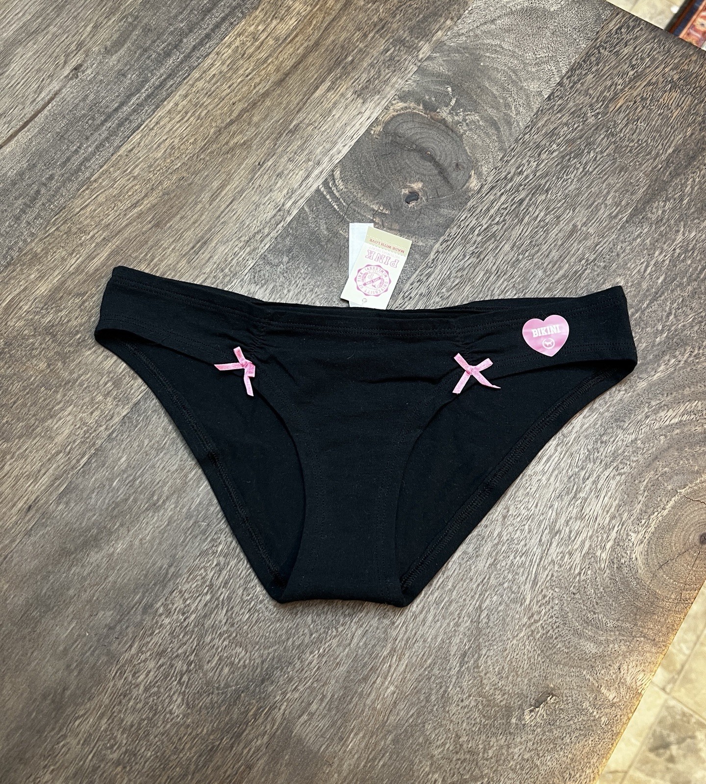 VtG NWT Victoria’s Secret S PINK Black Cheeky Bikini Panty Panties SMALL 5 VS