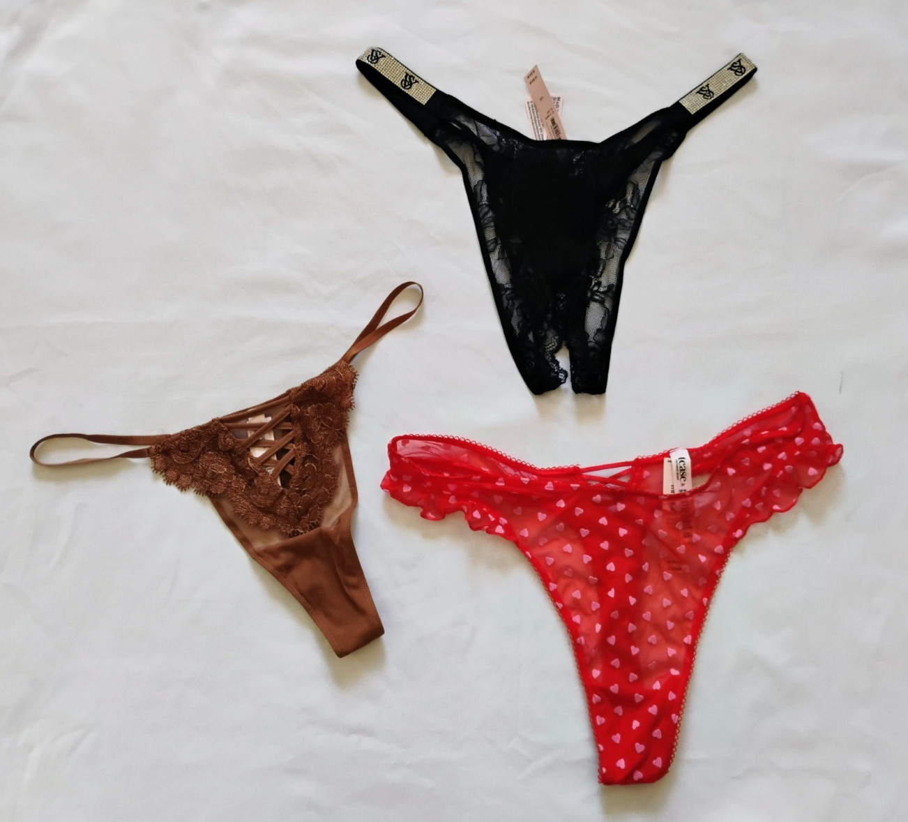 Victoria’s Secret Lace Assorted Sexy Styles Thongs Size L (LOT OF 3)