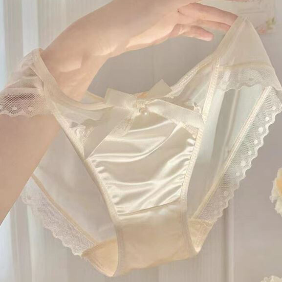 2 Pack Lot Womens Sheer Satin Panties Underwear Brief Bikinis Low Rise Lingeries