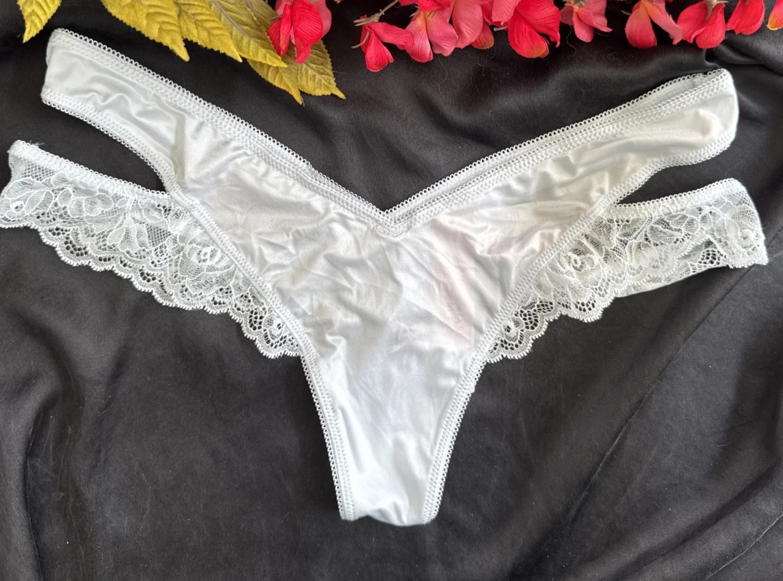 VICTORIA’S SECRET M BABY BLUE SILKY CHEEKY CUT OUT STRAPPY SUMMER PANTIES NWT