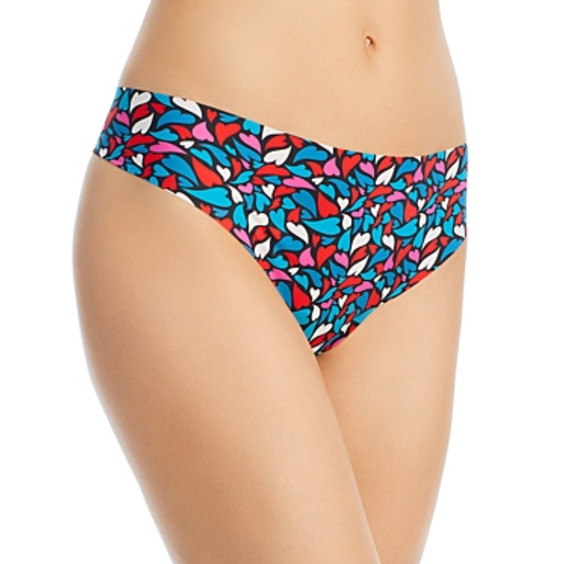 Aqua Intimates Microfiber Thong Heart Print Size L