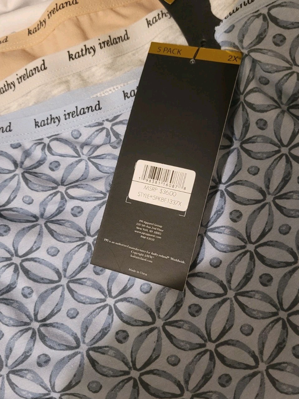 Kathy Ireland Intimates Everyday Brief Breathable Cotton/Spandex 5 Pack 2X