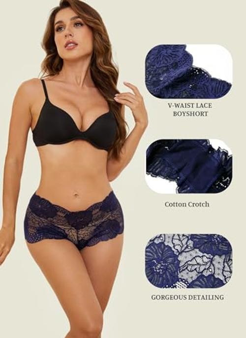 Sexy Panties for Women Plus Size Underwear Womens 2X 7pcs-black/White/Red/Pink