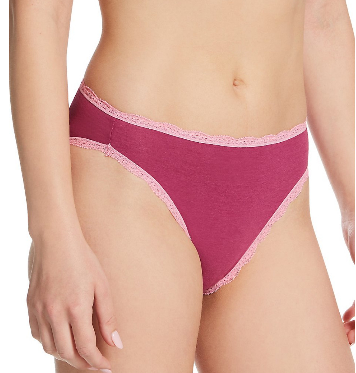 b.tempt’d by Wacoal Women Inspired Eyelet Hi Leg Panty Raspberry Coulis Size XL