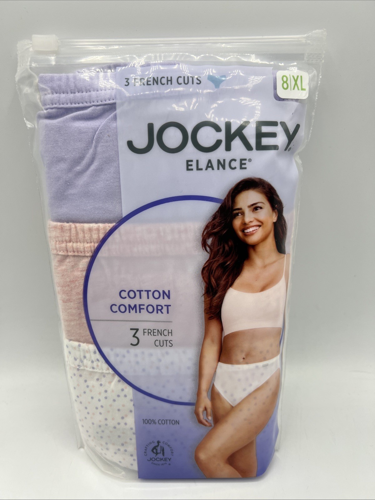 Jockey French Cut Comfort Underwear Women’s Size 8 (XL) 100% Cotton 3 Pack New