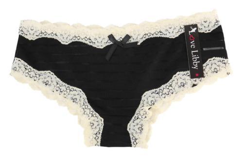 Women’s Lace Trimmed Sexy Lingerie Striped Two Tone Black Boyshorts