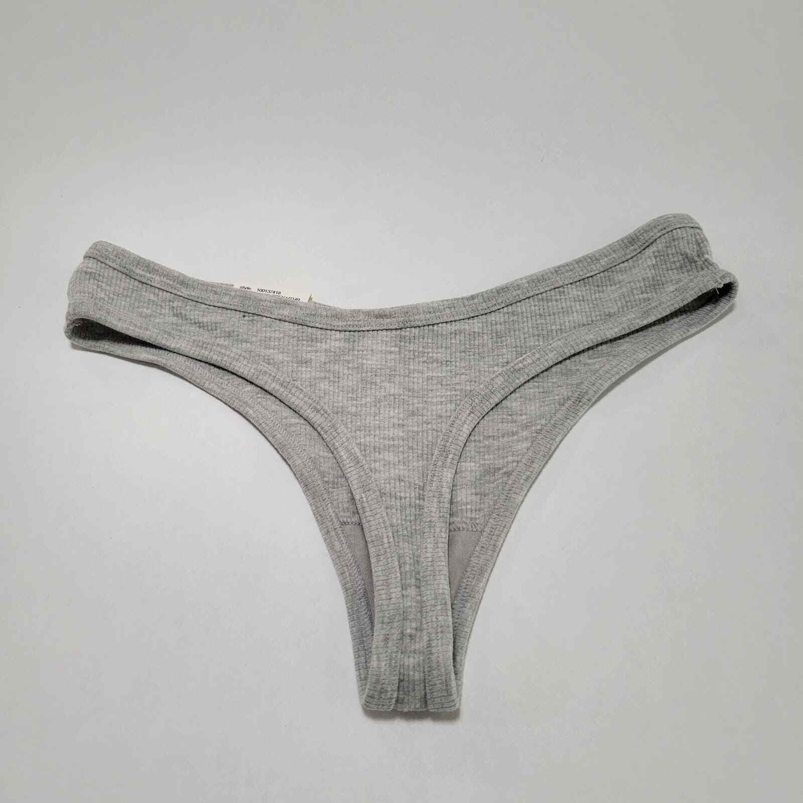 Jenni Women’s Ribbed Thong Panty, Sleep Grey Heather NWT Small