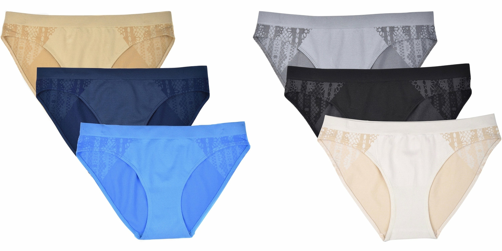 ELLE Women’s Seamless Bikinis Underwear Jacquard 3-Pack Polyester/Nylon/Spandex