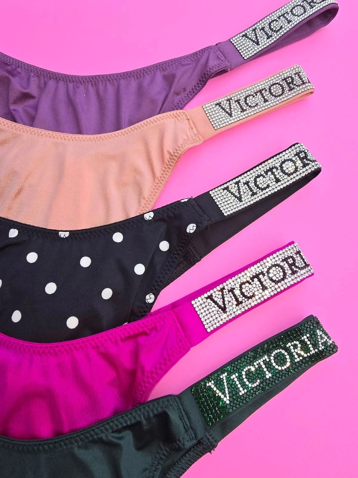 Victoria’s Secret Shine Strap Thong Bling Very Sexy Panty Rhinestone All Sizes