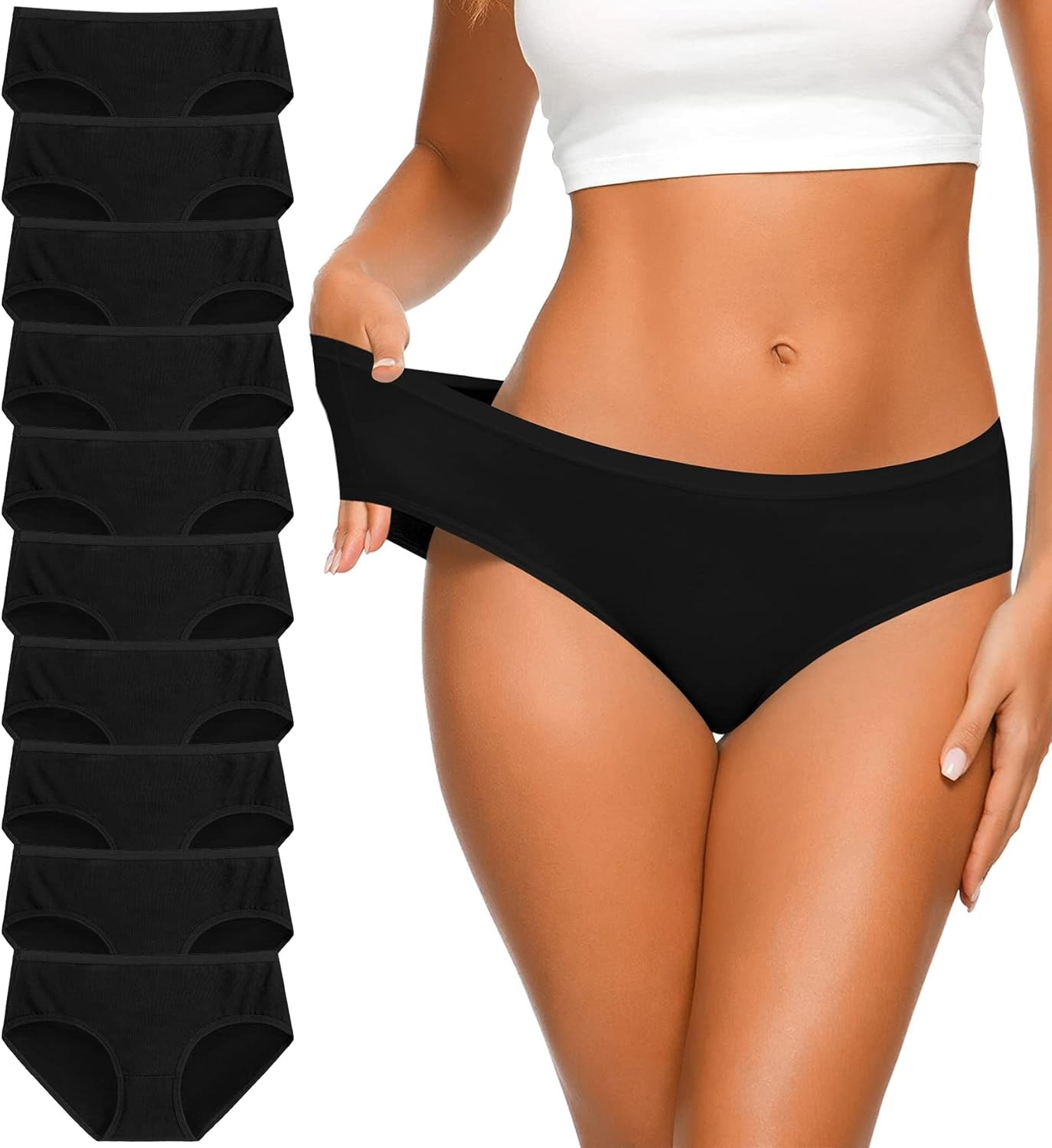 Women’s Cotton Bikini Panties,High-Cut Full Coverage Stretch Cool Underwear