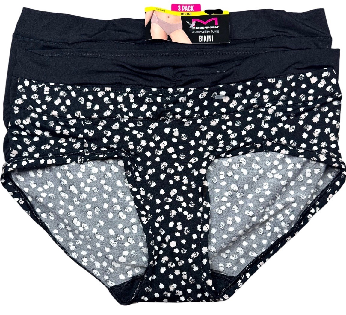 MAIDENFORM Women 3-Pack EVERYDAY LUXE Bikini Underwear Panties Polyester Sz XL 8