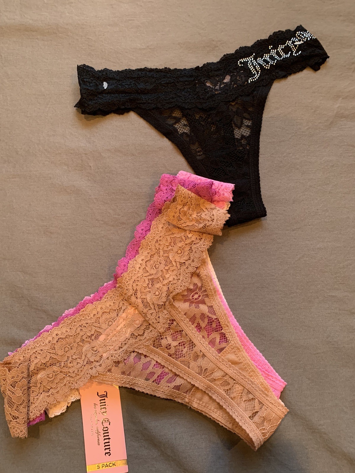 ✨ JUICY COUTURE — 5-Pack Luxe Lace Thong Set M — NEW WITH TAGS ✨