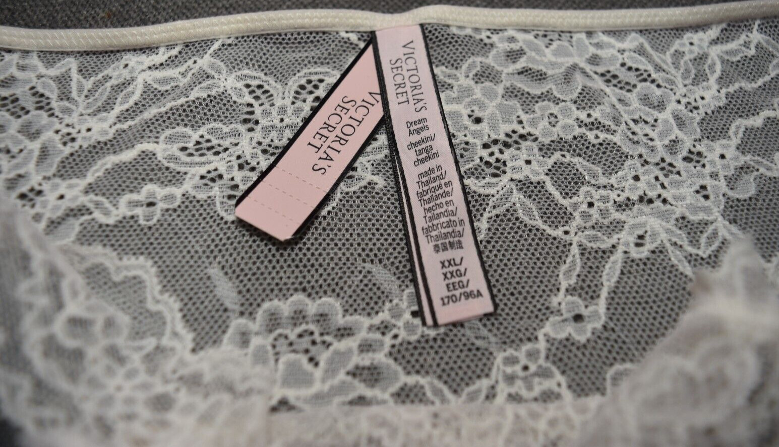 NWT Victoria’s Secret Dream Angels White Lace Cheekini Tanga BIkini Panty XXL 2X