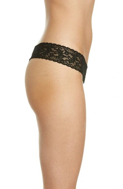 Hanky Panky 6334SN Tropical Print Modal Jersey Black Lace Mid Rise Thong – O/S