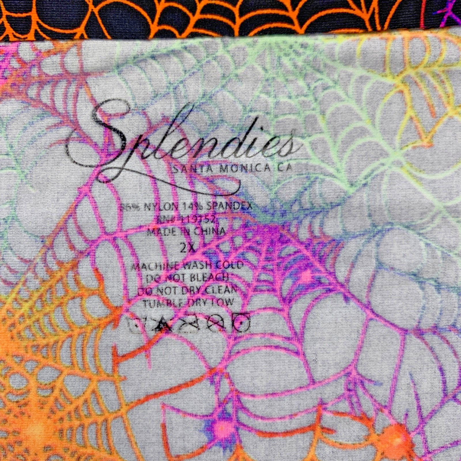 Splendies No Show Bikini Panties Psychedelic Spider Web Halloween 2X Laser Cut