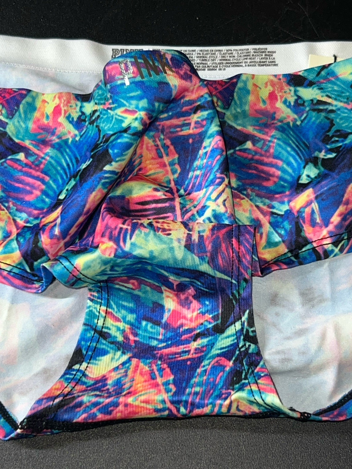 Vtg Victoria’s Secret Pink Yoga Graffiti Abstract Art Deco Hipster Smooth Panty