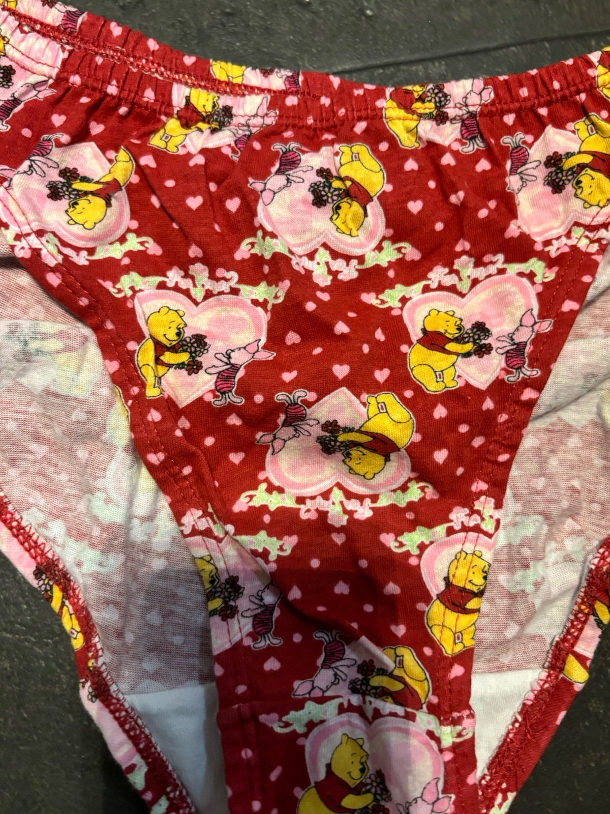 2 PairVintage Disney Winnie The Pooh Piglet Panties Hi Cut Women L7 Briefs Cottn