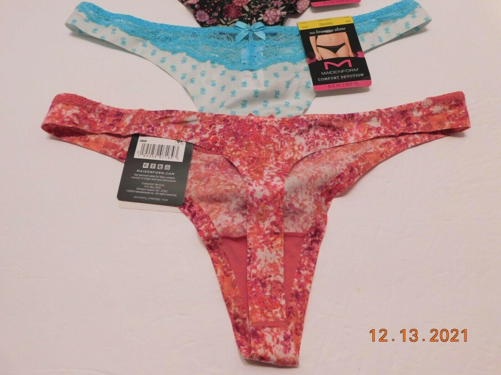Maidenform 3 Pairs Comfort Devotion Thong Panty, Size M/6 Mixed Lot 40149 NWT