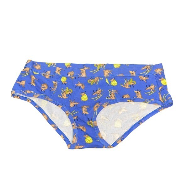 Aerie Boybrief Underwear Blue Cartoon Reindeer Skiing Print Size XXL