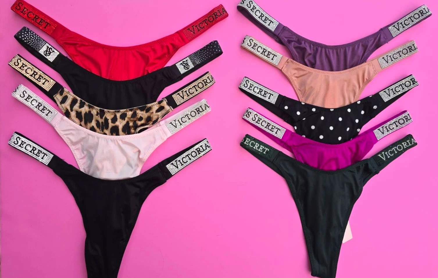 Victoria’s Secret Shine Strap Thong Bling Very Sexy Panty Rhinestone All Sizes