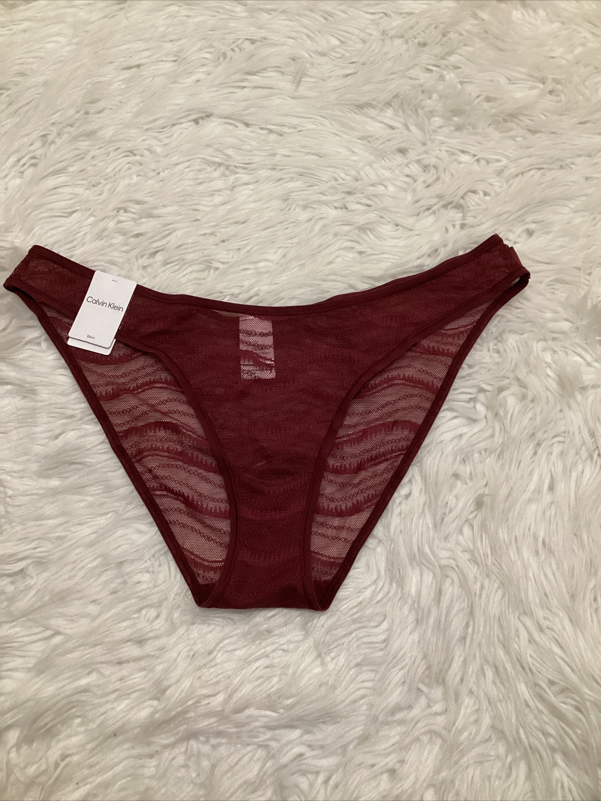 Calvin Klein Sz S. Women’s Underwear Allover Lace Bikini QD3972-602 Maroon $15