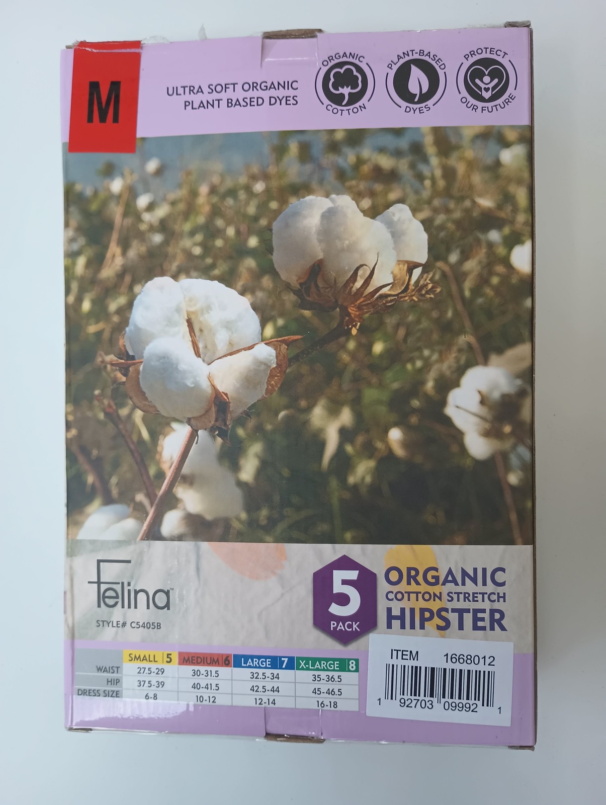 Felina Women’s 5 Pack Organic Cotton Stretch Hipster