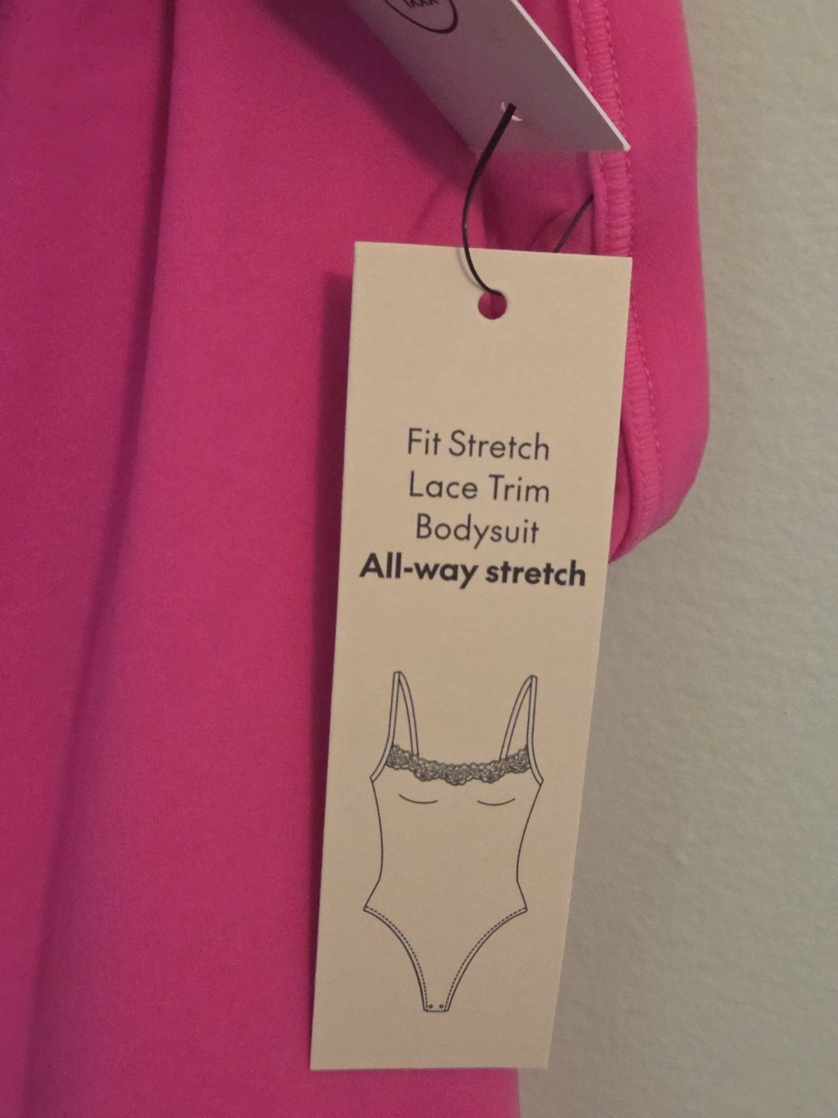 No Boundaries Womens 3XL 22 Stretch Lace Trim Thong Bodysuit ELECTRIC PINK 10726